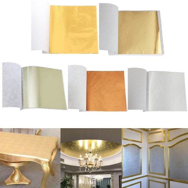 100 ark gullblad Gullblad Håndverk Håndverk papir Champagne Sølv Champagne Silver