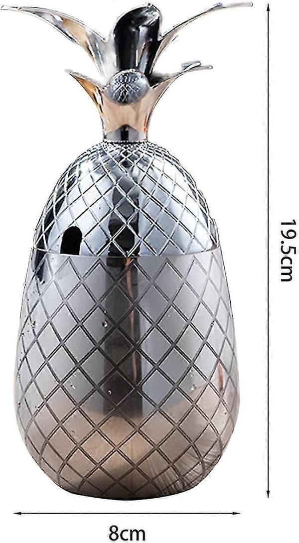 Ananas Ispand med Låg Drikkespand Metal Rustfrit Stål Ispand, Cocktailtilbehør til Drinks