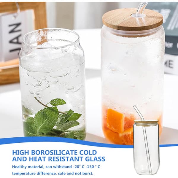 QU*2 stycken bubble tea-muggar 500 ml, glas med lock och sugrör, dricksglas med sugrör och lock, bubbleglas, iskaffeglas, longdrinkglas set