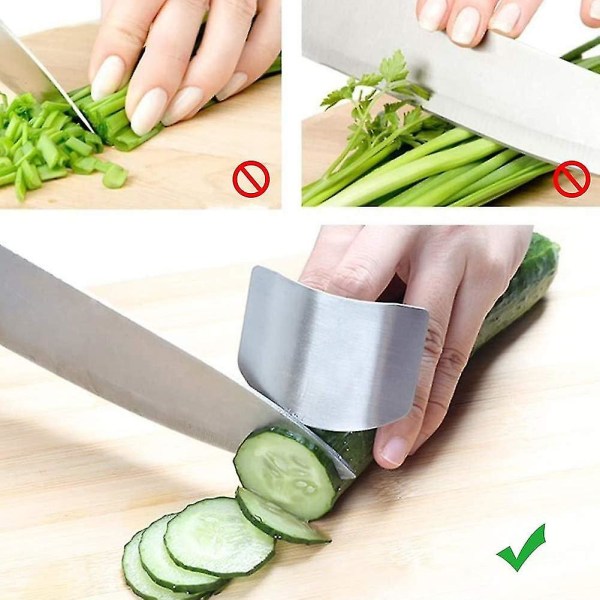 Fingerskydd, rostfritt stål 3 delar köksredskap Fingerskyddsskuren, vegetabiliskt fingerskydd, justerbart fingerskydd, hackande köksredskap för Cu