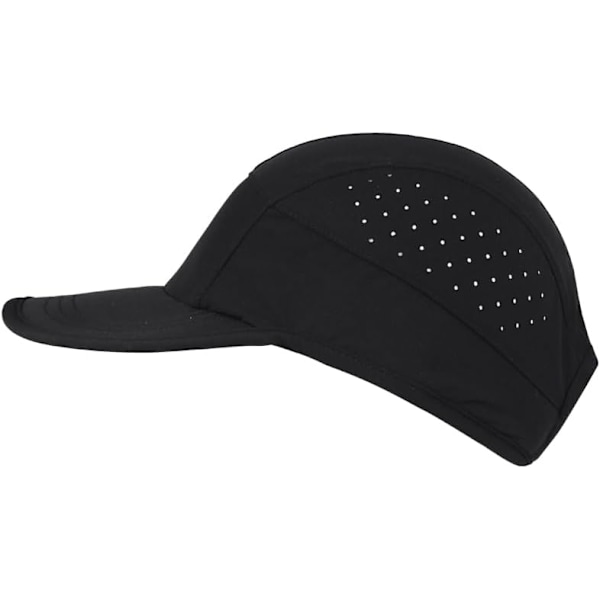 Unisex Mjuk Brätte Prestanda Löpkeps Snabbtorkande Cool Sportkeps Lätt Stretch Nylon Baseballkeps UPF50+ black