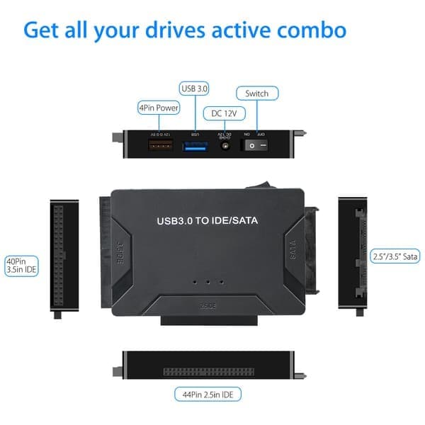 USB IDE Adapter 3.0 til SATA IDE Harddisk Konverter Combo