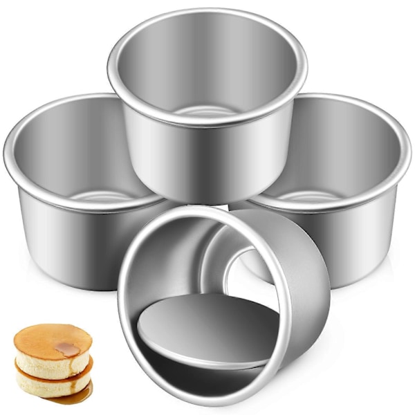 4 stk Runde Kakeformer med Avtakbar Bunn, aluminiumslegering, Bakeformer Små Kakebokser for Kakebaking