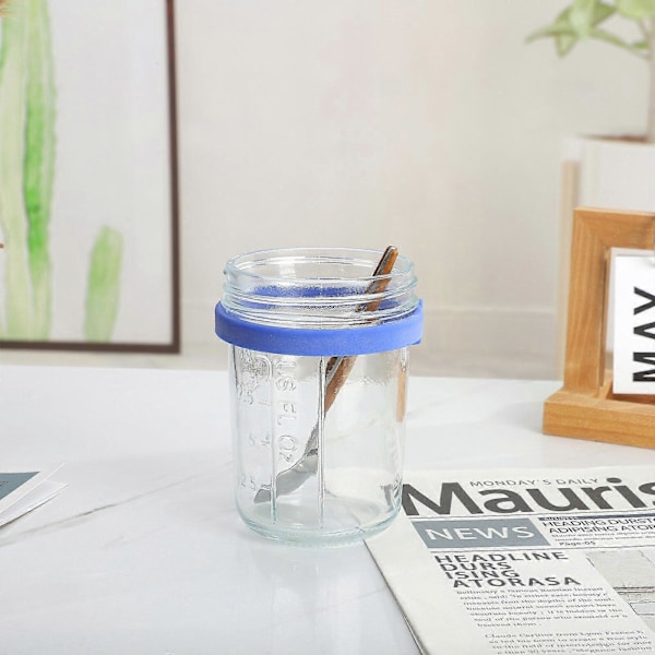 Glasbehållare för Havregryn med Sked - 350ml Flerfärgad 30 cl Mason Jar med Bred Öppning för Overnight Oats, Flingor, Yoghurt - Lufttät Förslutning och Läcksäkert Lock Yellow 600ML