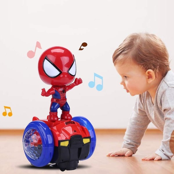 Dansende Spider-man robotlegetøj, Spin Robot Interaktiv Legetøjsbil med farverige blinkende lys og musik, interaktivt pædagogisk gavelegetøj til 3 4 5 6 7 Y