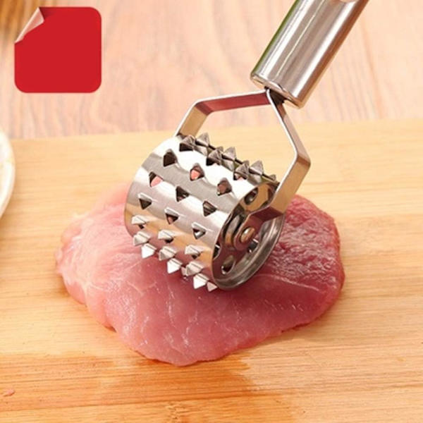 Köttmörare - Rostfritt stål köttmörare rulle rullande hammare - Pizzabulle köttnål hål stans för biff kyckling fläsk nötkött