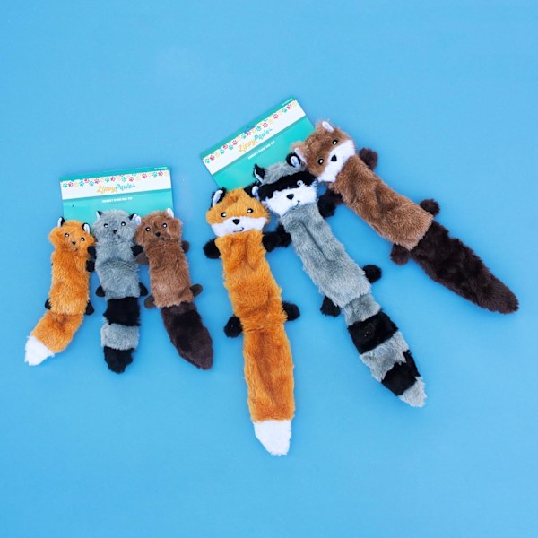 Fox, Raccoon & Squirrel - Plysch Pipsqueak Hundeleksak, Bulk Multi-Pack Mjuk Plyschleksak, Platt Plysch Valpleksak - 18\" 3PC