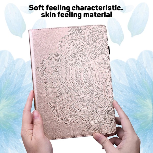 Lærbeskyttende deksel for nettbrett med påtrykt påfuglblomstermønster for iPad Mini 4/(2019) 7,9 tommer - Gull