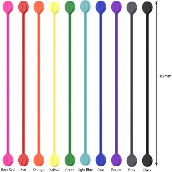 Genanvendelige magnetiske kabelbind, multifunktionelle silikonemagnet lynlåsbind til ledningsstyring og arrangør, hjem, kontor, værksted (20 stk.)