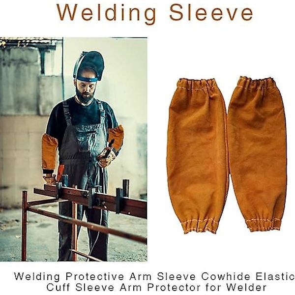 Svejselæder svejsearm varmebestandig svejsebeskyttende ærmer okselæder elastisk manchet manchet arm beskytter resistent beskyttende arm