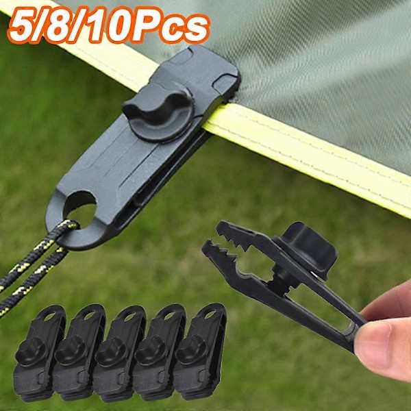 10/8/5 KPL Pressuklipsi Markiisin Telttakiinnike Kuomun Kiristyssolki Leukapidin Ulkoiluun Retkeilykoukku Ankkuri Tuulenpitävä Köysi Piikki 10 PCS Yellow China