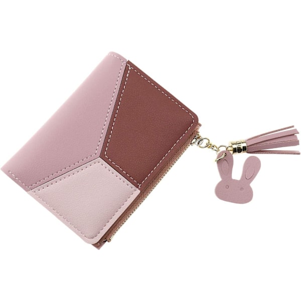 Rosa dam plånbok kreditkort väska pengar väska PU läder bifold plånböcker multi-slots tofsar dragkedja bärbar