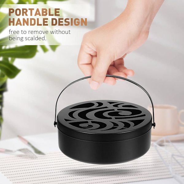 Myggespiralholder, ryger spiraler, holder, myggespiralholder, rund jernkasse, røgelseskegle, holder, bærbar rygerholder