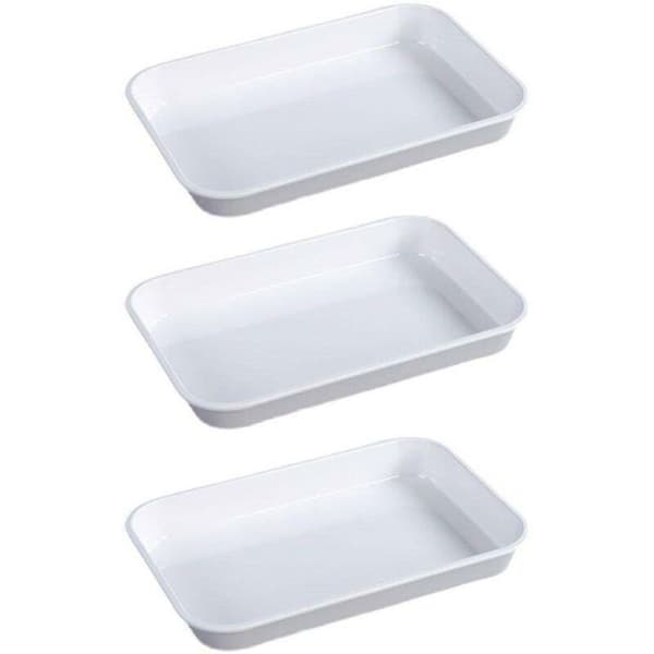 Rektangulär vit serveringsbricka i plast för kallskuret/charkuterier