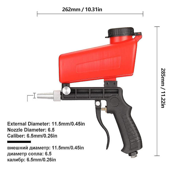 90psi justerbar pneumatisk sandblåsepistolsett bærbar sandblåsemaskin tyngdekraftshåndholdt pistolsett rustfjerningsenhet