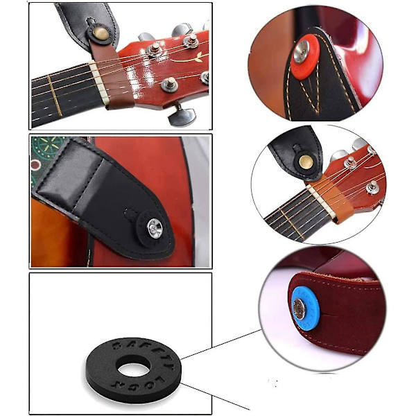 Gitarstroppblokker Gitar Gummigitarstroppblokker Sklisikre Gitarbeskytter Stropplåsbassgitardeler Tilbehør Svart 8stk