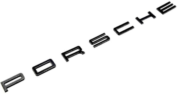 Blank sort Porsche-bogstaver bagklap-emblem til 911 Carrera Cayenne Turbo Gt3