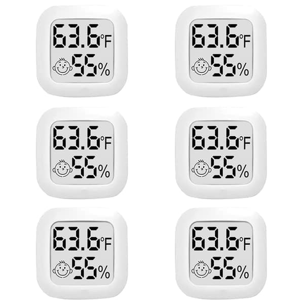 6-pakning Mini Digitalt Termometer Hygrometer Innendørs LCD-skjerm