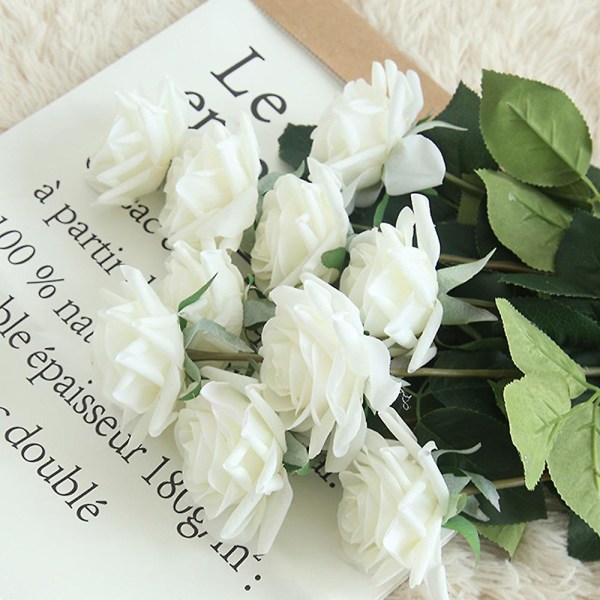 5 kpl tekoruusuja tekokukkia pitkävartisia kukkakimppuja hääjuhliin Kotikeittiön sisustus Valkoinen White