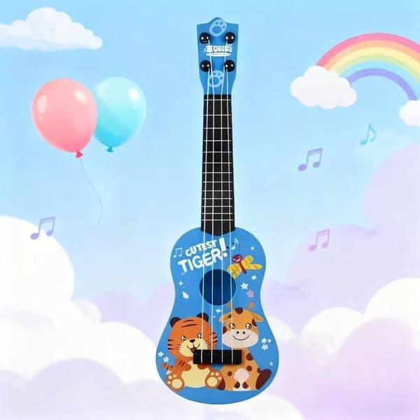42 cm børneguitar/ukulele – 4-strenget instrument til børn (blå)