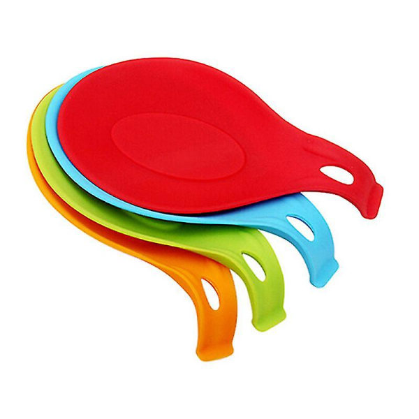 Silikoneske Rest, Fleksibel Genanvendelig Ske, Skovl, Spisesæt Holder, Suppeske Form Rest Madlavningsske Stativ Redskab Rest Fad(4stk, Orange