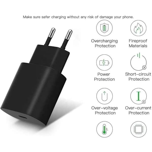 1-Pack - iPhone-laddare - Snabbladdare - Adapter + 2-meterskabel 20W Lightning Vit 1-Pack iPhone 1-Pack Lightning