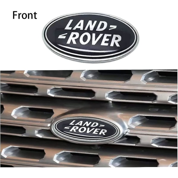 2st Passar Land Rover Grille Badge Baklucka Oval Badge Sticker, Passar Land Rover Range Rover Badge Namnskylt (svart)