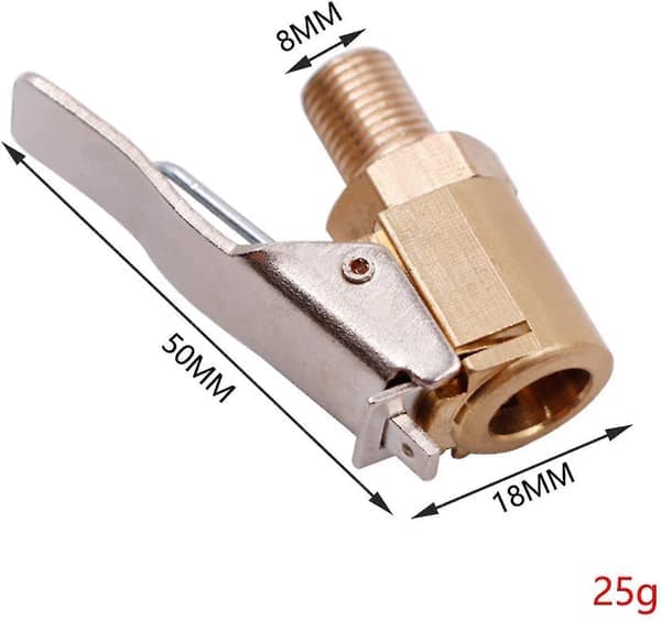 2-delt bildækventiladapter, 8 mm pumpedyse messing oppustningsventil klemmeadapter