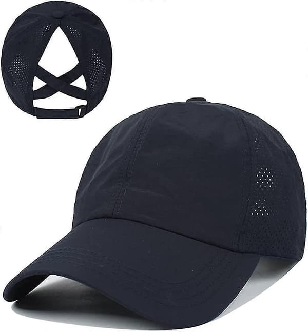 Baseballkasket med kryds-ponytail til kvinder Navy