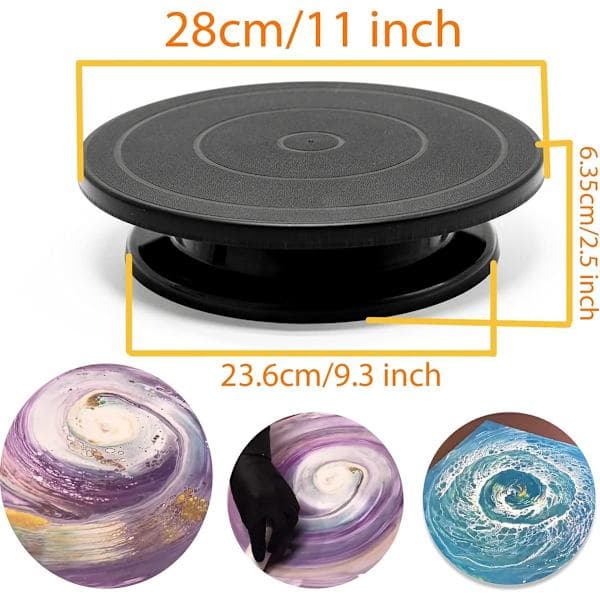 Kagefad - Roterende kagefad - Kagefad med fod - Kagespinner - Diameter 27,5 cm - Sort