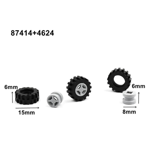 48 st Mini Hjul Axlar Pack Block Bil Tillbehör Däck Nav Klassiska Byggstenar Barn Diy Leksaker Block För Barn