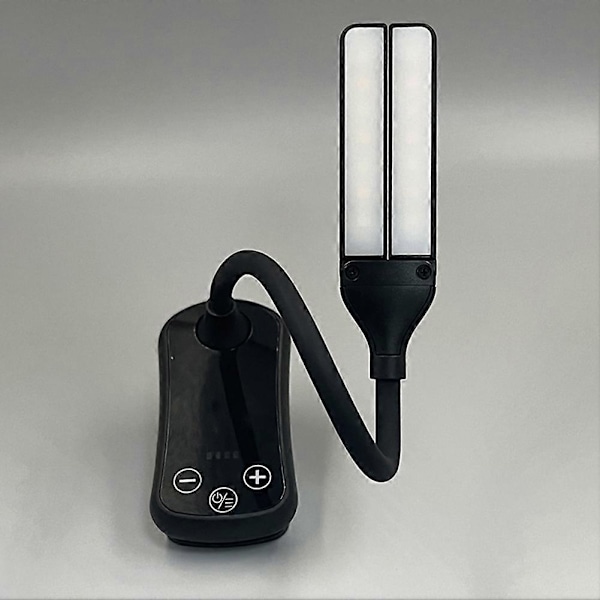 Fleksibel Dobbelt Hoved Clip Boglampe Genopladelig Letvægts Natlampe til Sengelæsning White