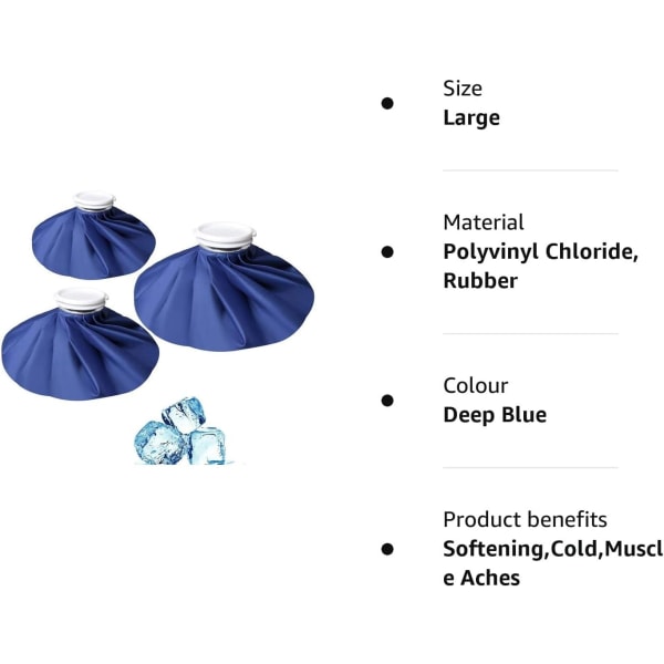 3-pak ispose, ispose til skader, genanvendelig førstehjælp-ispose, varm og kold genanvendelig ispose, førstehjælpsterapipakker, Deep Blue(11"+9"+6")