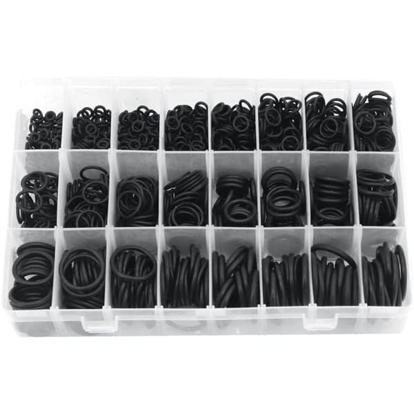 O-ring sett, 1200 stk. 24 størrelser assortert gummi O-ring tetningssett