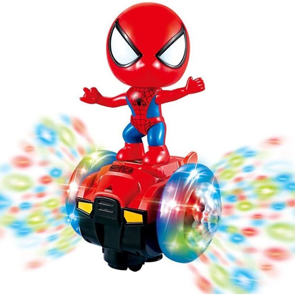 Dansende Spider-man robotlegetøj, Spin Robot Interaktiv Legetøjsbil med farverige blinkende lys og musik, interaktivt pædagogisk gavelegetøj til 3 4 5 6 7 Y