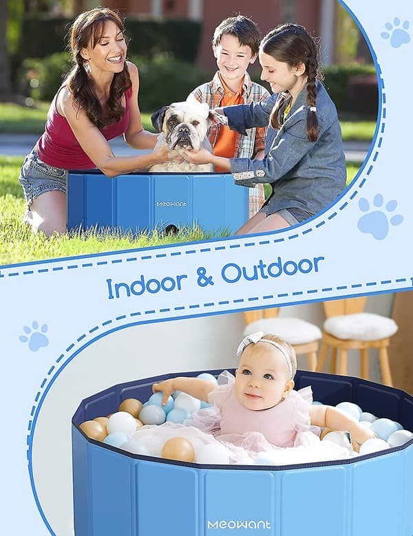 Meow Hundpool Vikbar Barnpool Stor Bärbar PP Platt Pool Hund Katt Husdjur