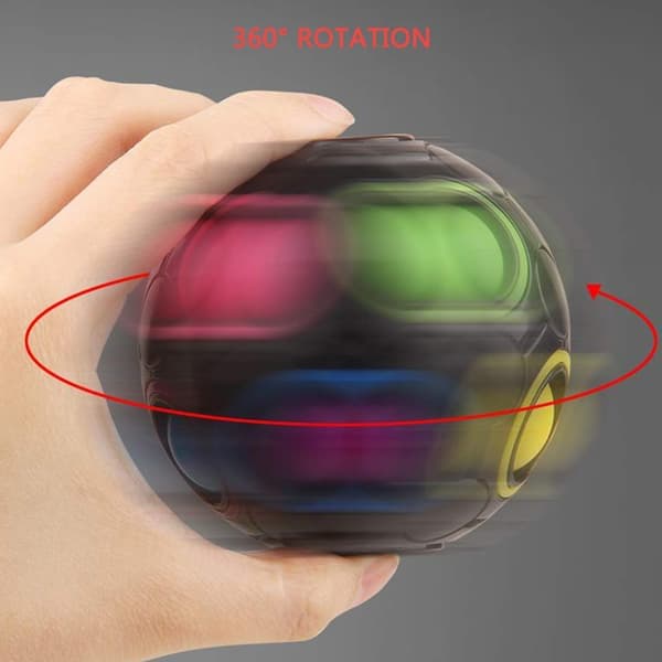 Roterende Stress Regnbuekugle Infinity Relief Spinner Fidget Legetøj til Voksne Børn Pædagogisk Magisk Terning Puslespil (Sort)