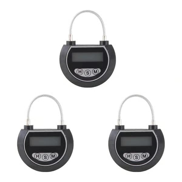 3X Elektronisk tidslås Timerlåsbehållare Multifunktionell tidslåsbehållare för leksaker Svart