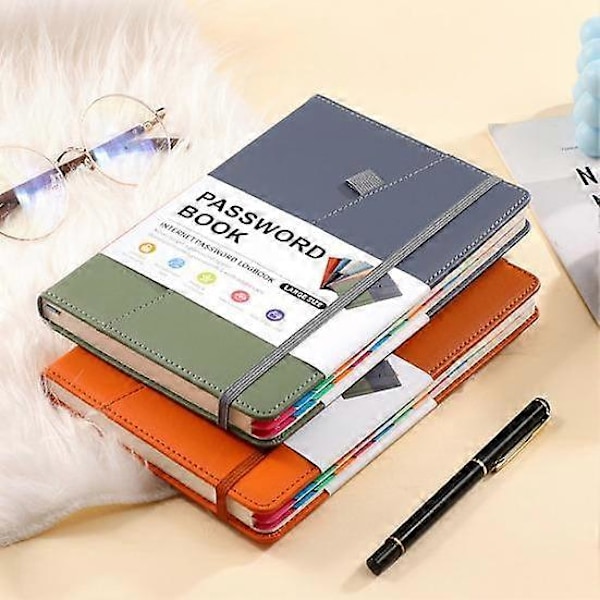 Alfabetiske faner Hardcover Password Keeper Bog til internetadgangskoder Webstedsadresser Notesbog blue