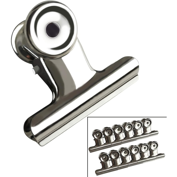 38mm Bulldog Clips Rund Papir Binder Sølv Rustfrit Stål Fil Klemmer Hjemmekontor Forbrugsvarer - 12 Pak