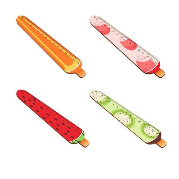 4 - Barneretlinjaler, 14 cm - Stasjonær linjal, Frukttrerlinjal, for klasserom og studiemåling
