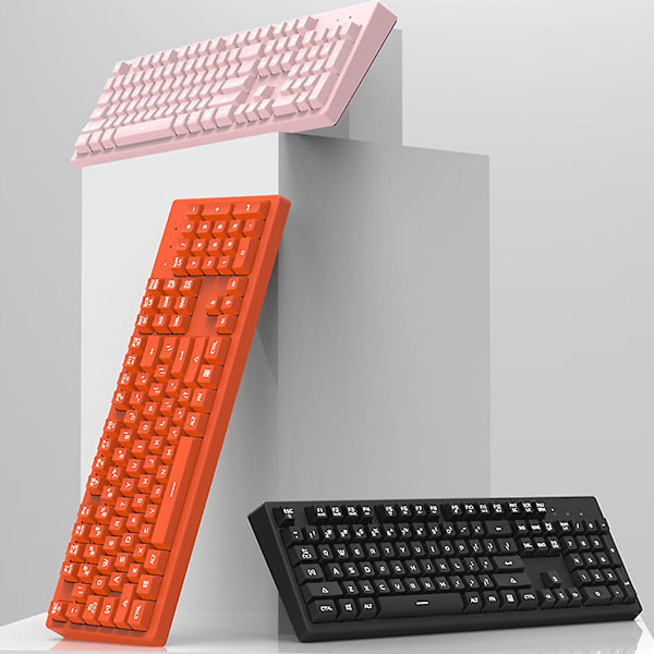 USB Kablet Mekanisk Gaming Tastatur 104 Taster RGB Baggrundsbelyst til Desktop Laptop Pink