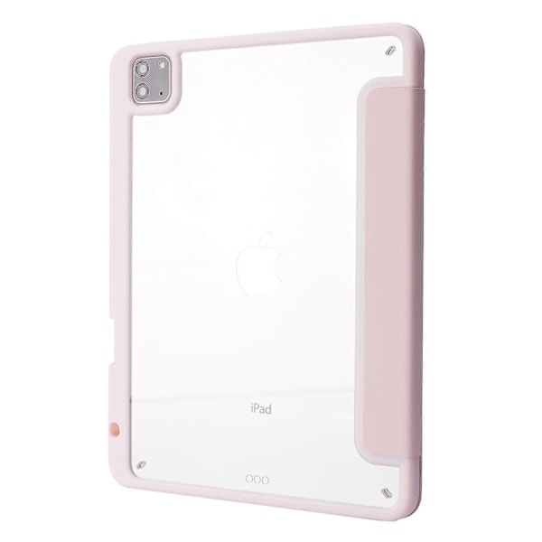 Fodral för iPad Pro 12,9-tum (2021)/(2020)/(2018) Surfplatta Auto Wake/Sleep Origami Ställ PU Läder + Akrylskydd Pink