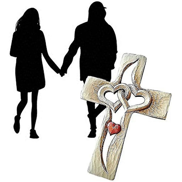 Jeesus Uskonnollinen Ortodoksinen Rukous Kaiverrettu Puinen Risti Kietoutuneet Sydämet Seinäkoriste