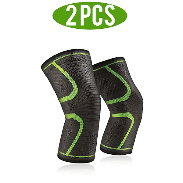 1/2 stk. knæstøtte til gigtled Nylon Sports Fitness Kompressionsærmer Knæbeskyttere Løbebeskyttelse 2 pieces green L