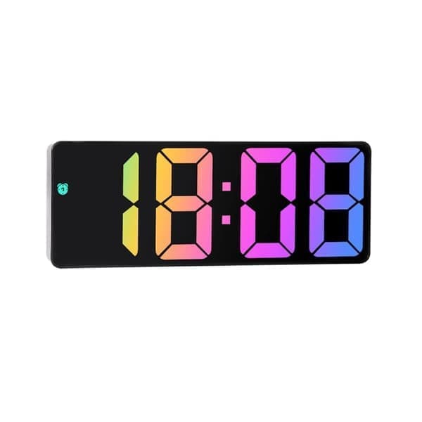 LED Digital Väggklocka - Extra stor display med tid, datum & temperatur | Säng-/väggklocka med alarmfunktion