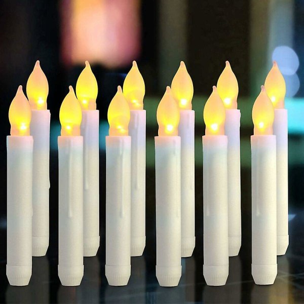 2024 Led-kynttilät - Pitkät Menorah-kynttilät - 12 liekettömän kynttilän set Aa paristokäyttöiset kynttilät 16,5x2 cm kynttilänvoima