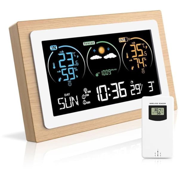 Trådløs innendørs/utendørs værstasjon med sensor, digitalt termometer og hygrometer