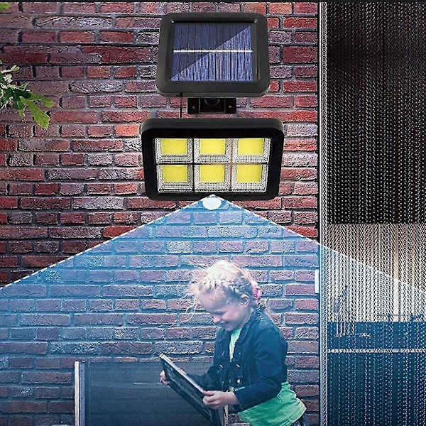 Split Six Grid Solar Havelampe, 120 LED Ultra Lysstærk IP65 Vandtæt Solcelle Væglampe med Menneskekropsinduktion