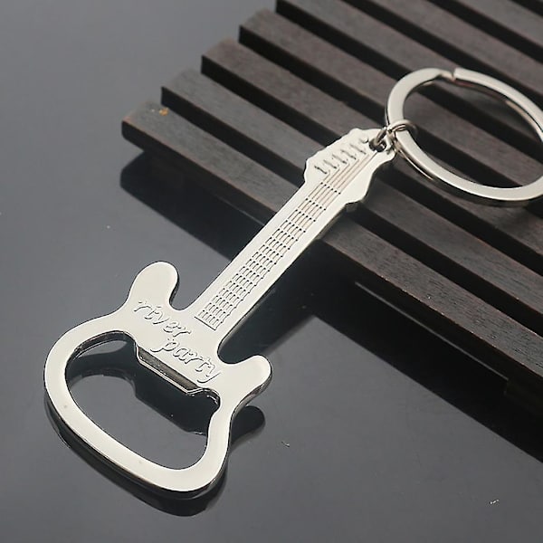 Fickformat Liten Metall Legering Ölflaskeöppnare Verktyg Gitarr Nyckelring Nyckelring Present